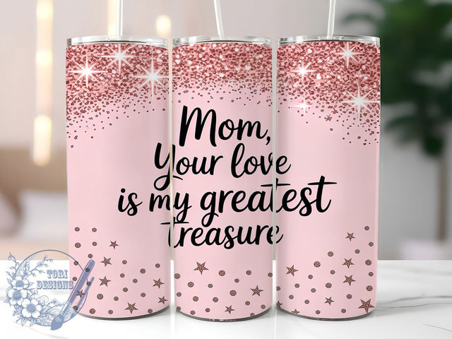 Pink Glitter Mom 20oz Tumbler, Mom Tumbler Wrap, Greatest Treasure Tumbler, Love Tumbler Design, 20oz Tumbler Wrap, Mom Sublimation Tumbler, Glitter Tumbler Wrap Sublimation ToriDesigns 