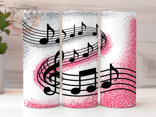 Pink Glitter Music Notes Tumbler, Glitter Music Notes Sublimation Design, Sparkling Music Art, 20oz Musical Tumbler, Whimsical Music Mug, Shiny Glitter Cup, Artistic Music Wrap Sublimation Lara' s Designs 