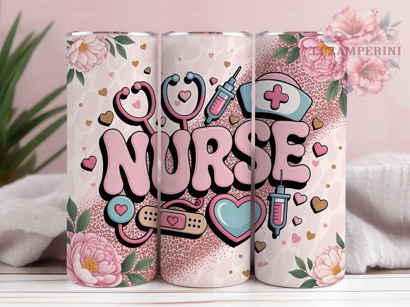 Pink Glitter Nurse Life Tumbler , Pink Glitter Theme, Medical Symbols Design, Healthcare Worker Appreciation, Stethoscope & Heart Style, Glam Nurse Aesthetic, Tumbler Wrap, Sublimation Design, 20oz Tumb Sublimation Li Zamperini 