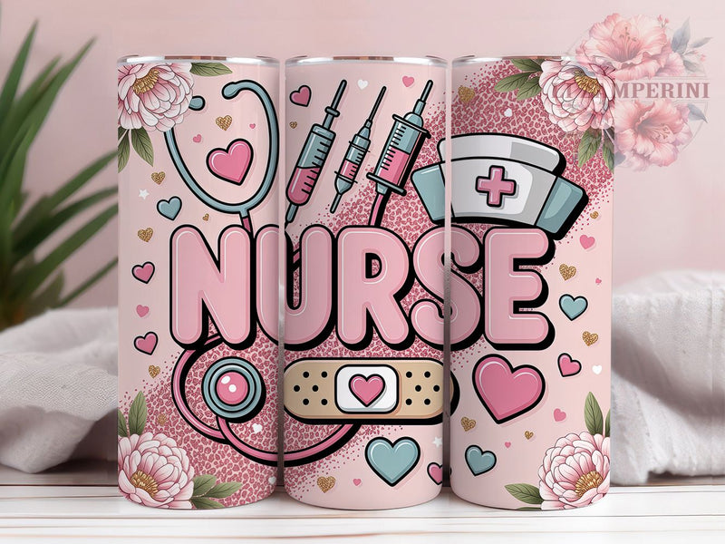Pink Glitter Nurse Life Tumbler , Pink Glitter Theme, Medical Symbols Design, Healthcare Worker Appreciation, Stethoscope & Heart Style, Glam Nurse Aesthetic, Tumbler Wrap, Sublimation Design, 20oz Tumb Sublimation Li Zamperini 