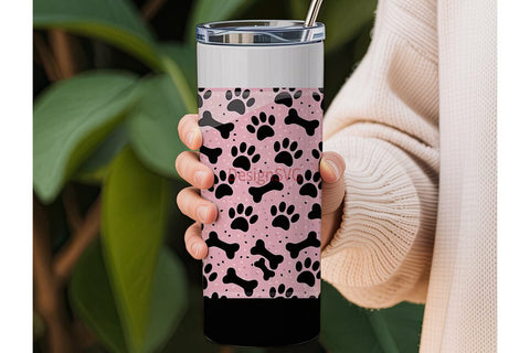 Pink Glitter Paw Print 20oz Tumbler Wrap Sublimation DesignSVG 