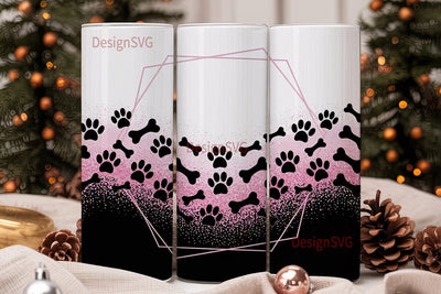 Pink Glitter Paw Print 20oz Tumbler Wrap Sublimation DesignSVG 