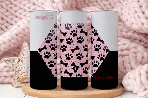 Pink Glitter Paw Print 20oz Tumbler Wrap Sublimation DesignSVG 