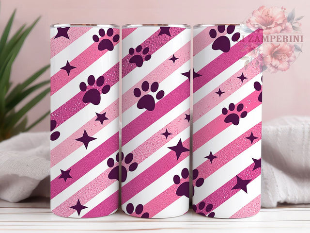 Pink Glitter Paw Print Tumbler, Cute Paw Print Design, 20oz Dog Tumbler, Glitter Pet Tumbler, Sparkly Paw Wrap, Animal Lover Tumbler, Cute Paw Sublimation Sublimation Li Zamperini 