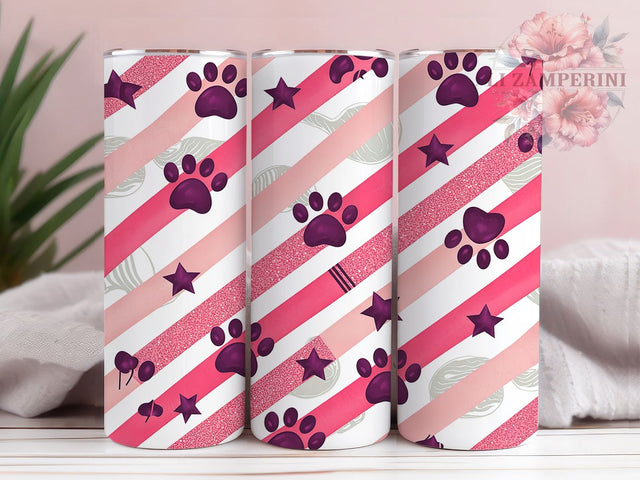 Pink Glitter Paw Print Tumbler, Cute Paw Print Design, 20oz Dog Tumbler, Glitter Pet Tumbler, Sparkly Paw Wrap, Animal Lover Tumbler, Cute Paw Sublimation Sublimation Li Zamperini 