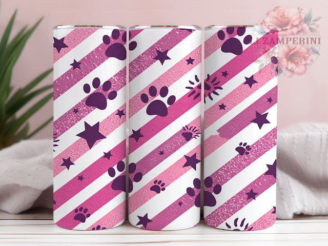 Pink Glitter Paw Print Tumbler, Cute Paw Print Design, 20oz Dog Tumbler, Glitter Pet Tumbler, Sparkly Paw Wrap, Animal Lover Tumbler, Cute Paw Sublimation Sublimation Li Zamperini 