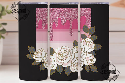Pink Glitter Rose Gold 20oz Tumbler Wrap Sublimation sassyprint 