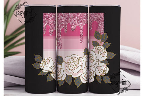 Pink Glitter Rose Gold 20oz Tumbler Wrap Sublimation sassyprint 