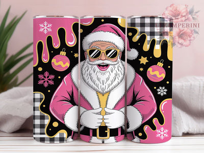 Pink Glitter Santa Christmas Tumbler, Pink Glitter Christmas Sublimation Design, Gold Leopard Drip Cup Art, 20oz Xmas Tumbler, Whimsical Santa Mug, Stylish Christmas Cup, Cozy Holiday Wrap Sublimation Li Zamperini 