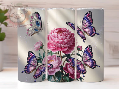 Pink Glitter Sparkle Butterfly Tumbler, Pink Glitter, Sparkle Design, Sublimation Art, 20oz Tumbler, Whimsical Theme, Glam Style Sublimation Lara' s Designs 