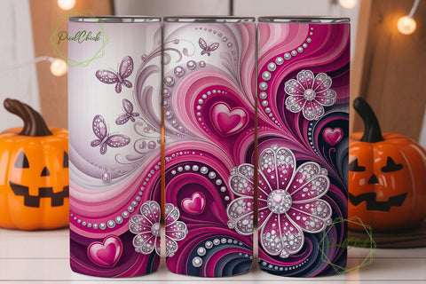 Pink Glitter Swirls 20oz Tumbler Wrap Sublimation PixelChick 