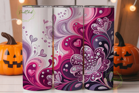 Pink Glitter Swirls 20oz Tumbler Wrap Sublimation PixelChick 