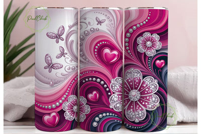 Pink Glitter Swirls 20oz Tumbler Wrap Sublimation PixelChick 