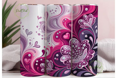Pink Glitter Swirls 20oz Tumbler Wrap Sublimation PixelChick 