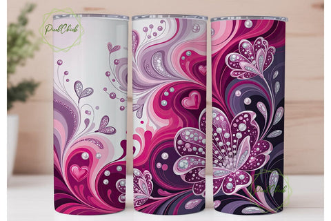 Pink Glitter Swirls 20oz Tumbler Wrap Sublimation PixelChick 