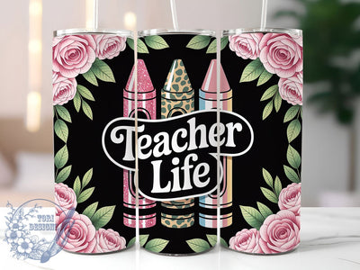 Pink Glitter Teacher 20oz Tumbler, Pink Glitter Wrap, Sublimation Gift, Educator Mug, 20oz Tumbler Design, Teacher Life Quote, Classroom Theme Sublimation ToriDesigns 