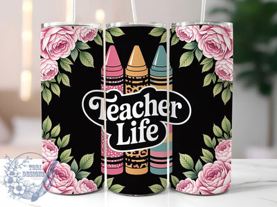 Pink Glitter Teacher 20oz Tumbler, Pink Glitter Wrap, Sublimation Gift, Educator Mug, 20oz Tumbler Design, Teacher Life Quote, Classroom Theme Sublimation ToriDesigns 