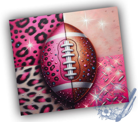 Pink Glitter Tumbler Wrap, Bling Leopard Tumbler, Football Tumbler Wrap, Leopard Print Tumbler, 20oz Tumbler Wrap, Sublimation Design, Digital Download, Cricut Design, Silhouette Design Sublimation ToriDesigns 