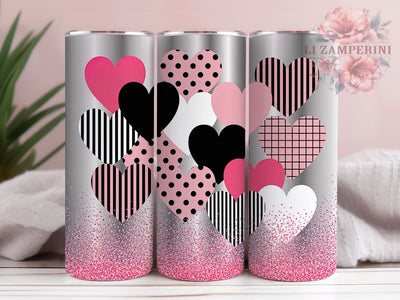 Pink Glitter Valentine Tumbler, Pink Sparkle, Romantic Theme, Glitter Design, Love Pattern, 20Oz Tumbler, Sublimation Wrap Sublimation Li Zamperini 