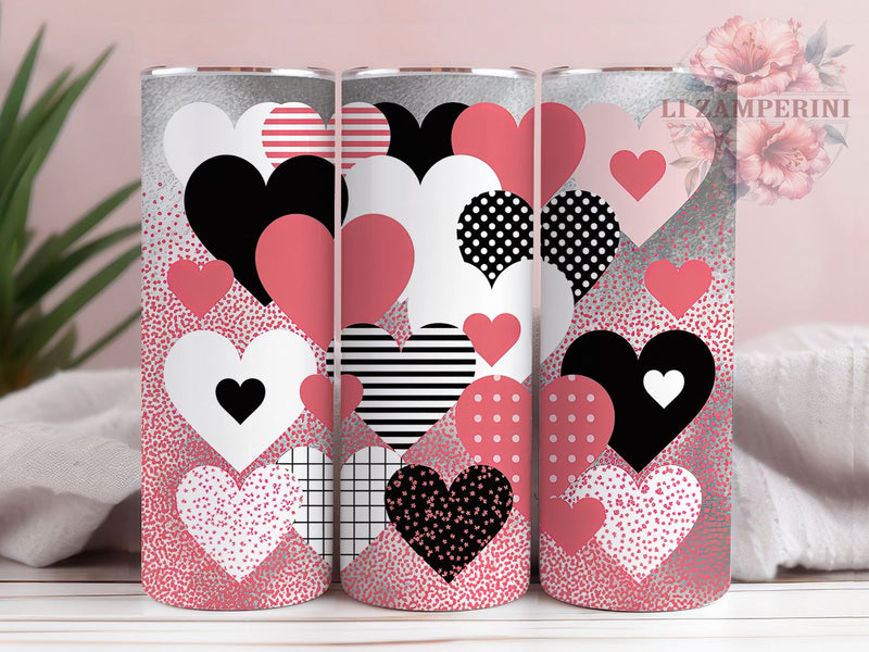 Pink Glitter Valentine Tumbler, Pink Sparkle, Romantic Theme, Glitter Design, Love Pattern, 20Oz Tumbler, Sublimation Wrap Sublimation Li Zamperini 