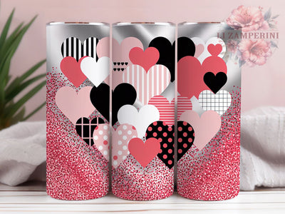 Pink Glitter Valentine Tumbler, Pink Sparkle, Romantic Theme, Glitter Design, Love Pattern, 20Oz Tumbler, Sublimation Wrap Sublimation Li Zamperini 
