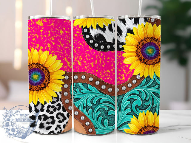 Pink Glitter Western Cowhide Tumbler, Pink Glitter Wrap, Leopard Print Cup, Glam Sublimation Design, Valentine Gift Tumbler, Sweet Cowhide Leopard Wrap, Adorable Western Cup Sublimation ToriDesigns 