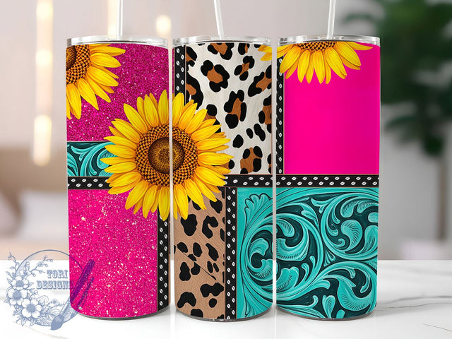 Pink Glitter Western Cowhide Tumbler, Pink Glitter Wrap, Leopard Print Cup, Glam Sublimation Design, Valentine Gift Tumbler, Sweet Cowhide Leopard Wrap, Adorable Western Cup Sublimation ToriDesigns 