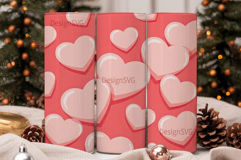 Pink Glossy Hearts 20oz Tumbler Wrap Sublimation DesignSVG 