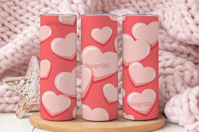 Pink Glossy Hearts 20oz Tumbler Wrap Sublimation DesignSVG 