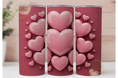 Pink Glossy Hearts 20oz Tumbler Wrap Sublimation PixelChick 