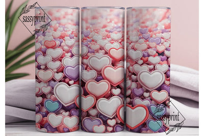 Pink Glowing Hearts 20oz Tumbler Wrap Sublimation sassyprint 