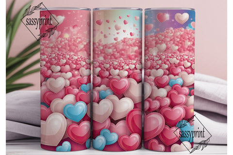 Pink Glowing Hearts 20oz Tumbler Wrap Sublimation sassyprint 