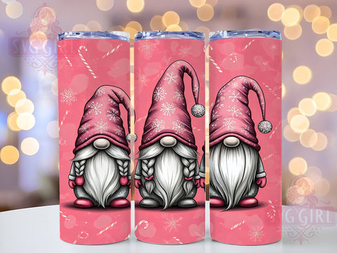 Pink Gnome Tumbler Wrap, Merry Christmas Design, 20oz Sublimation, Holiday Drinkware, Cute Christmas Gnomes, Festive Tumbler Wrap, Pink Christmas Decor Sublimation SvggirlplusArt 