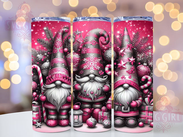 Pink Gnome Tumbler Wrap, Merry Christmas Design, 20oz Sublimation, Holiday Drinkware, Cute Christmas Gnomes, Festive Tumbler Wrap, Pink Christmas Decor Sublimation SvggirlplusArt 