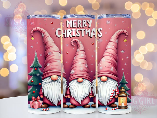 Pink Gnome Tumbler Wrap, Merry Christmas Design, 20oz Sublimation, Holiday Drinkware, Cute Christmas Gnomes, Festive Tumbler Wrap, Pink Christmas Decor Sublimation SvggirlplusArt 