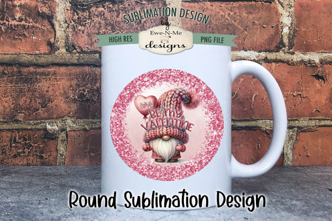 Pink Gnome Wind Spinner Sublimation Design | Round Valentine Design Sublimation Ewe-N-Me Designs 