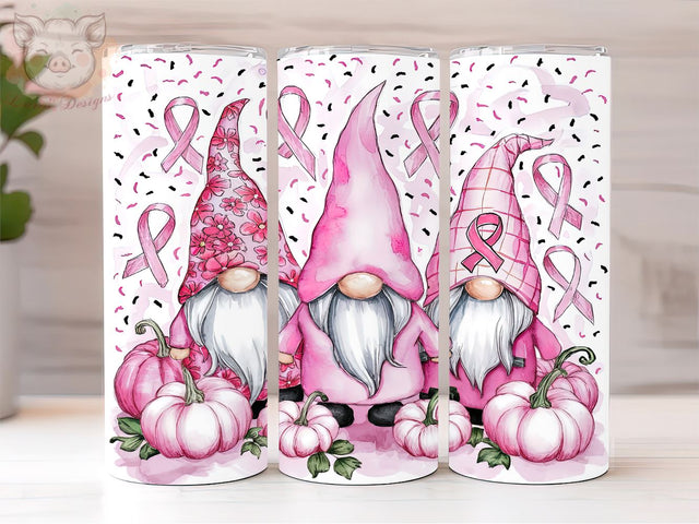 Pink Gnomes Breast Cancer 20oz Tumbler Png, Straight & Tapered Tumbler Png, Breast Cancer Tumbler Png, Digital Download PNG Sublimation Lara' s Designs 