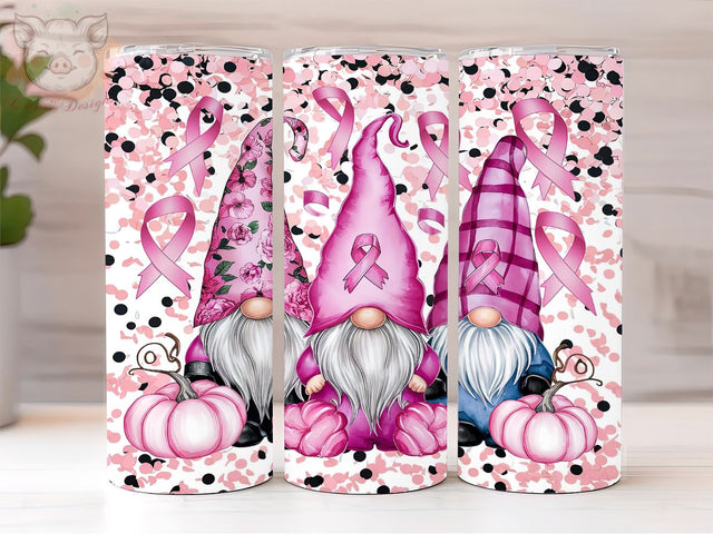 Pink Gnomes Breast Cancer 20oz Tumbler Png, Straight & Tapered Tumbler Png, Breast Cancer Tumbler Png, Digital Download PNG Sublimation Lara' s Designs 