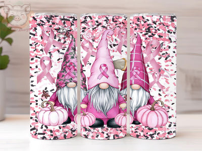 Pink Gnomes Breast Cancer 20oz Tumbler Png, Straight & Tapered Tumbler Png, Breast Cancer Tumbler Png, Digital Download PNG Sublimation Lara' s Designs 