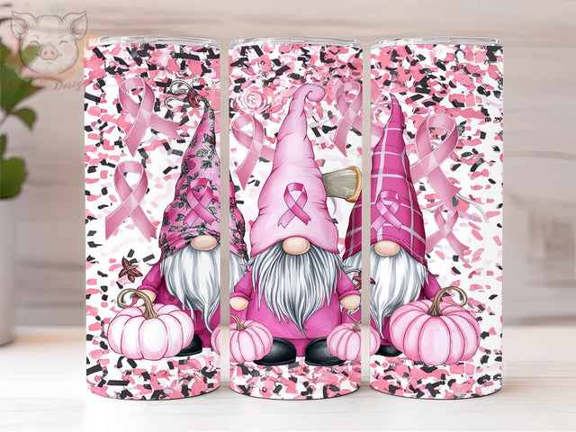 Pink Gnomes Breast Cancer 20oz Tumbler Png, Straight & Tapered Tumbler Png, Breast Cancer Tumbler Png, Digital Download PNG Sublimation Lara' s Designs 