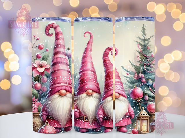 Pink Gnomes Christmas Tumbler Wrap Winter Skinny 20 oz Tumbler Sublimation Design Christmas Gnomes Tumbler PNG, Digital Download Sublimation SvggirlplusArt 