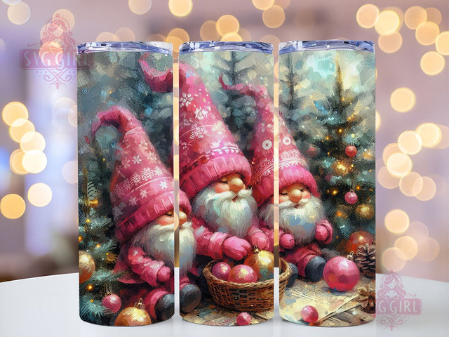 Pink Gnomes Christmas Tumbler Wrap Winter Skinny 20 oz Tumbler Sublimation Design Christmas Gnomes Tumbler PNG, Digital Download Sublimation SvggirlplusArt 