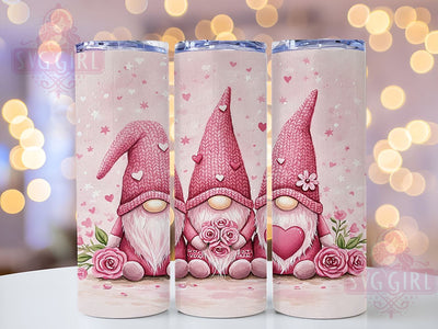 Pink Gnomes Valentine's Tumbler, Pink Gnomes, Valentine's Day Tumbler, 20oz Tumbler Wrap, Gnome Sublimation, Cute Gnome Gift, Valentine's Gift, Tumbler Design Sublimation SvggirlplusArt 