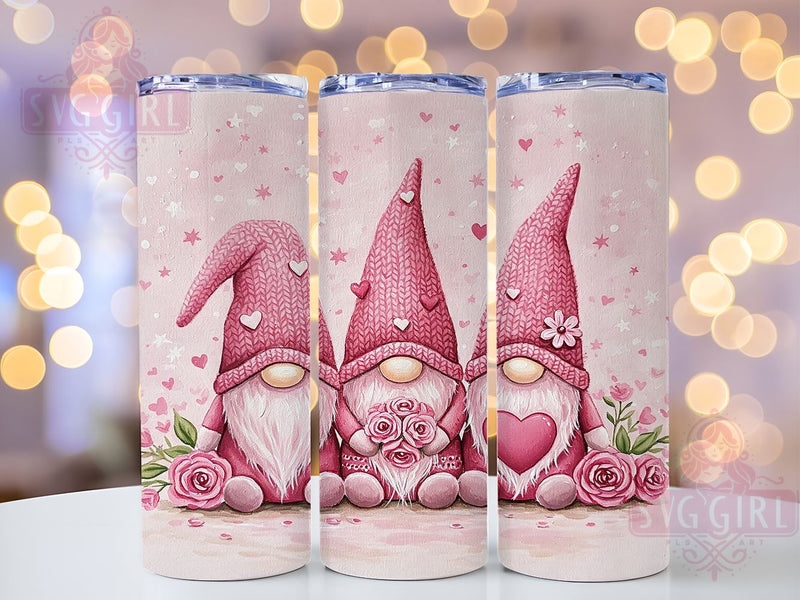 Pink Gnomes Valentine's Tumbler, Pink Gnomes, Valentine's Day Tumbler, 20oz Tumbler Wrap, Gnome Sublimation, Cute Gnome Gift, Valentine's Gift, Tumbler Design Sublimation SvggirlplusArt 