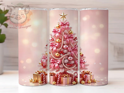 Pink Gold Christmas Tree 20oz Tumbler, Pink Gold Xmas Tree, Pink Christmas Tree, Gold Christmas Tree, Christmas Tree PNG, Pink Gold Christmas, Tree Tumbler Wrap, 20oz Tumbler Wrap Sublimation Lara' s Designs 