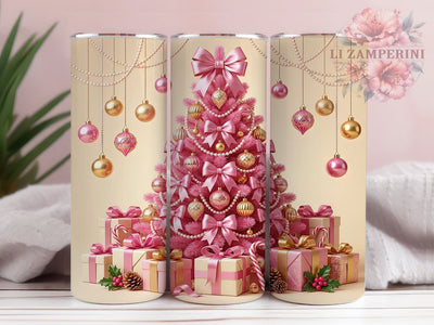 Pink Gold Christmas Tree 20oz Tumbler, Pink Gold Xmas Tree, Pink Christmas Tree, Gold Christmas Tree, Christmas Tree PNG, Pink Gold Christmas, Tree Tumbler Wrap, 20oz Tumbler Wrap Sublimation Li Zamperini 
