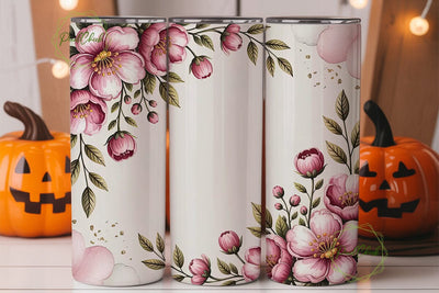 Pink & Gold Floral 20oz Tumbler Wrap Sublimation PixelChick 