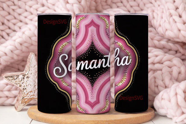 Pink & Gold Glitter 20oz Tumbler Wrap Sublimation DesignSVG 
