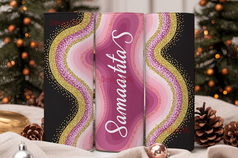 Pink & Gold Glitter 20oz Tumbler Wrap Sublimation DesignSVG 