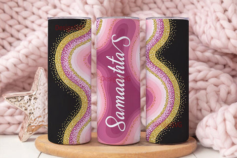 Pink & Gold Glitter 20oz Tumbler Wrap Sublimation DesignSVG 